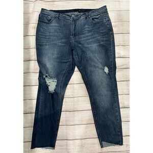 Lala Anthony Distressed Distressed Stretch Blue Denim Jeans plus Size 18
